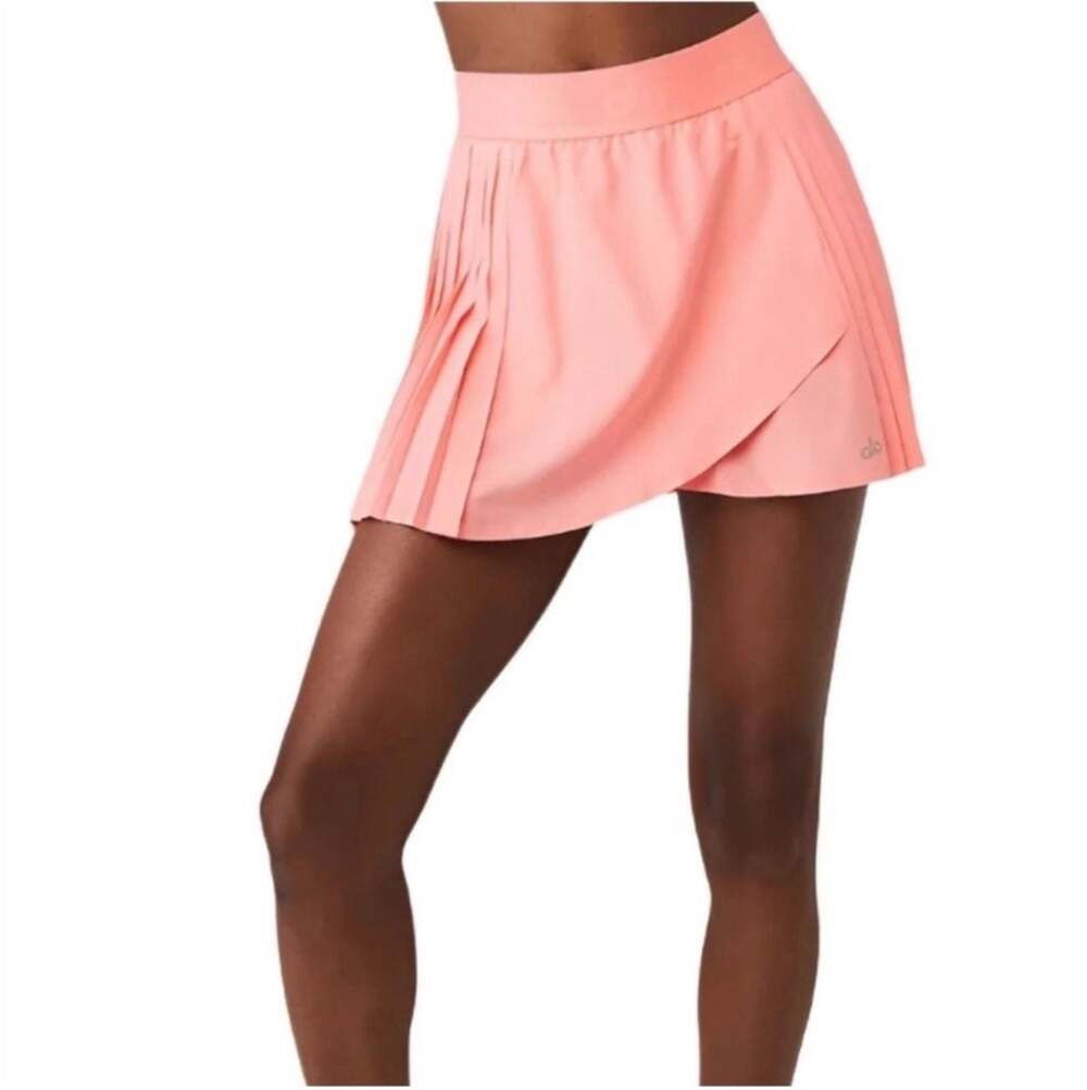 Alo Yoga Aces Pleated Tennis Skirt in Strawberry Lemonade